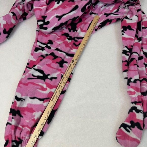 Forever Lazy Pink Camo Fleece Hooded Onesie Pajamas Drop Seat Womens Medium NEW - Picture 4 of 10